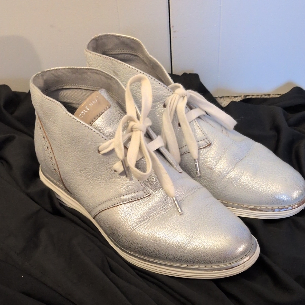 Cole Haan Silver leather Lace-Up Women's Ankle Boots